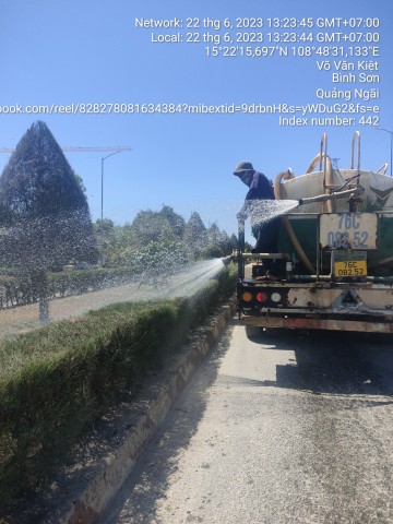 CHO THUÊ PHƯƠNG TIỆN: TƯỚI CÂY XANH THUỘC TUYẾN ĐƯỜNG VÕ VĂN KIỆT, BÌNH THUẬN, BÌNH SƠN, QUẢNG NGÃI