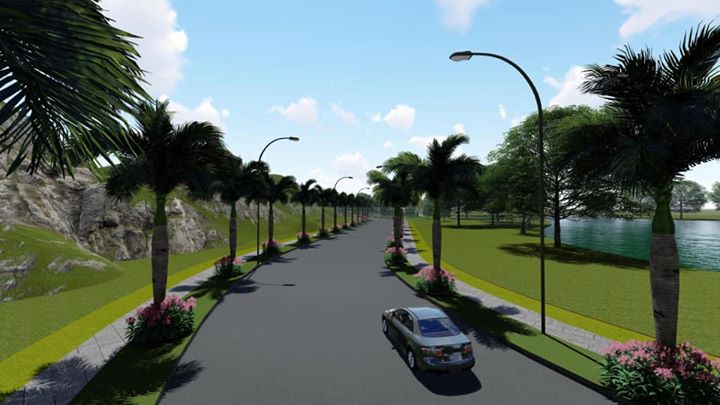 Ngày 3/4/2020, tăng ca trồng cỏ Nhung phát triển cảnh quang đường 6F dẫn vào khu biệt thự cao cấp Vườn Trùng.