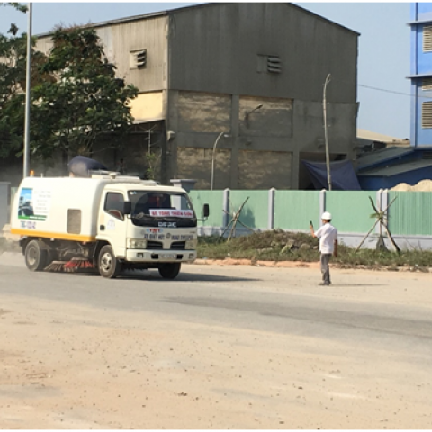 Quét, vệ sinh hệ thống giao thông nhà máy xi măng Thiên Sơn, KCN Tịnh Phong – Quảng Ngãi